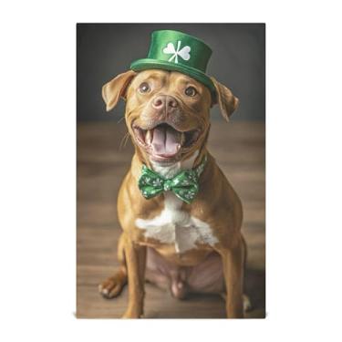 Imagem de Joisal Toalha de chá de mão fofa cachorro feliz gravata borboleta verde toalhas de prato para decoração de cozinha para secar pratos absorventes macios 45 x 71 cm, 1 pacote