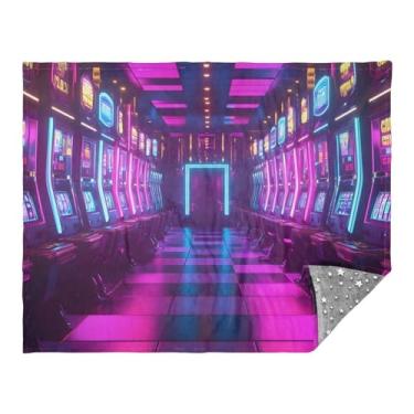 Imagem de Joitme Slot Machines Cobertor de viagem neon para viagem, cobertor quente, cobertores de acampamento para clima frio, cobertor de viagem para mulheres