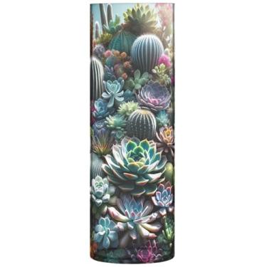 Imagem de Vibrantes suculentas cactos decorativos vasos de flores cilíndricos bonito vaso alto plástico personalizado exclusivo decoração de casa, estética, 30 cm x 9,9 cm