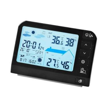 Imagem de Generic Estação Meteorológica, Medidor de Temperatura e Umidade, Relógio Meteorológico Prático, Despertador Digital para Estante de Hotel, Estúdio e Sala de, Style B Black