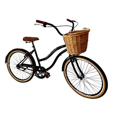 Imagem de Bicicleta Aro 26 passeio sem marchas com cesta Vime Preto