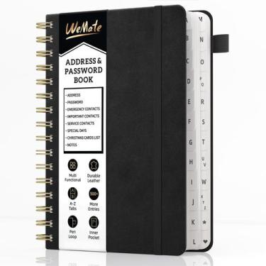 Imagem de Agenda de Direcciones WEMATE de Espiral con Contraseña en Cuero Negro 