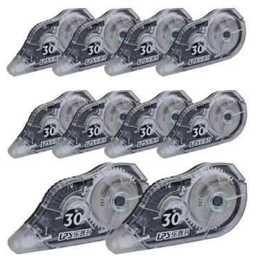 Imagem de HelloKids Fita corretiva branca, correção, fácil de usar, aplicador para escola, escritório, anotações, diário, deslizamento suave, sem resíduos, secagem rápida (pacote com 10, largura da fita 0,6 cm)