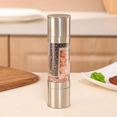 Imagem de Moedor manual de pimenta ou sal, grossura ajustável, fácil de limpar, simples de usar, essencial para cozinha (tampa de aço inoxidável)