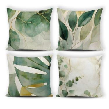 Imagem de Kit 4 Almofadas Digitais Cheias 42x42cm – Capas Sublimação Oxford Personalizadas, Zíper Invisível, Sofá e Cama(VERDE SERENO)