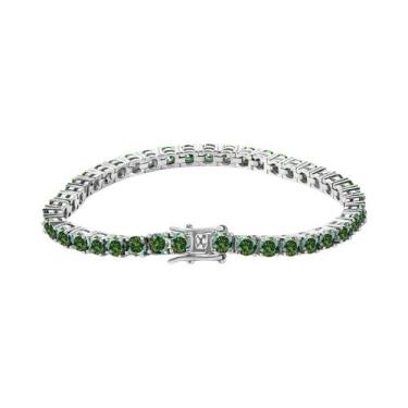 Imagem de Pulseira De Tênis Feminina Em Prata 925 Banhada a Ouro Branco Com Mois