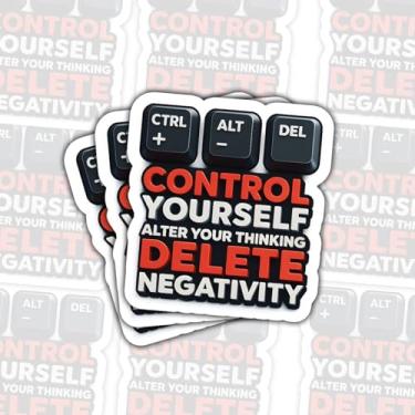 Imagem de 3 adesivos de negatividade Control Yourself Alter Your Thinking Delete Negativity, CTRL ALT DEL Motivational Computer Quote Decalque, adesivos cortados à prova d'água