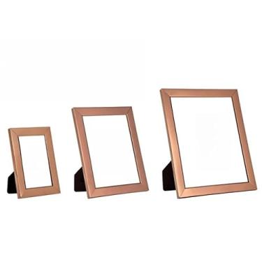 Imagem de Kit Dois Porta Retratos em Aço Inox E Vidro Luxo 20x25cm | Para Decorar Parede, Mesa, Lembranças Familiares e Presentes para Formatura/Casamento(2unds- Bronze de Metal,10cmx15cm)