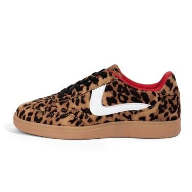 Imagem de LUCKY STEP Tênis Feminino Retrô Clássico Casual Antiderrapante Confortável (Leopardo, 9US-38BR-25MX)