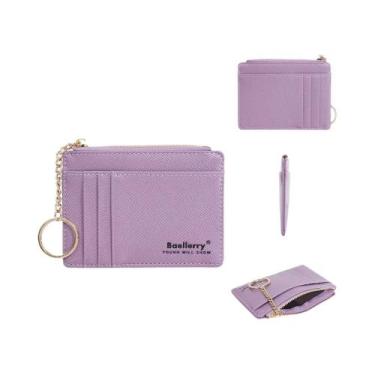 Imagem de Carteira Slim Feminina Multi Cartões Com Chaveiro Estilo Ins, Bolsa De