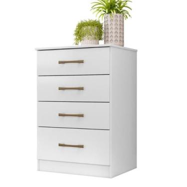 Imagem de Cômoda 4 Gavetas MDP Perffect Linha Slim MS913 Branco Moval