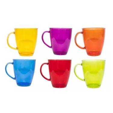 Imagem de Jogo 6 Canecas Xícaras Grande Coloridas Luxo Vidro Café E Chá Presente Criativo Natal Lembrancinha