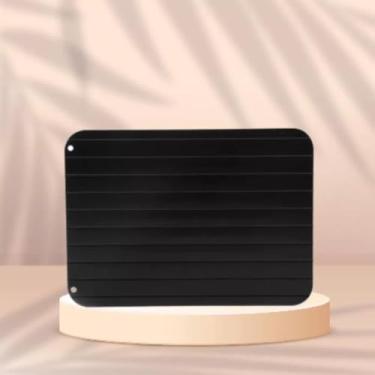 Imagem de Tábua de Descongelamento Rápido para Cozinha, Placa Mágica em Alumínio Preto, Descongelador de Alimentos para Carne, Frango e Peixe, Uso Doméstico e Churrasco (30CM)