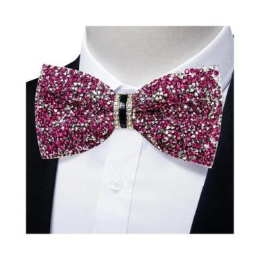 Imagem de Gravata Borboleta Masculina Pré-amarrada Com Strass E Diamantes Para C