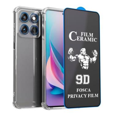 Imagem de Kit Capa Anti Impacto Transparente + Película de Cerâmica Fosca Privacidade 9D Flexível Compatível MotoroIa Moto EDGE 60