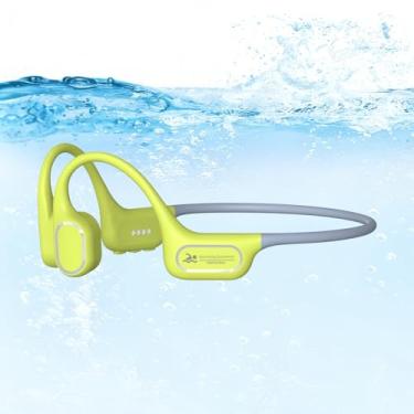 Imagem de Fones de ouvido de natação de condução óssea com sobremoldagem macia debaixo d'água, IPX8 à prova d'água, fone de ouvido aberto com silicone líquido adequado para a pele/fones de ouvido MP3 Player de