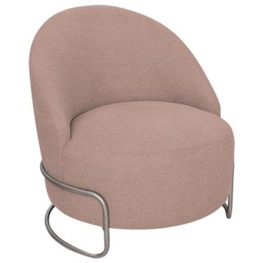 Imagem de Poltrona Luxo Decorativa Tulipa Linho - Doce Sonho Móveis, Rosê