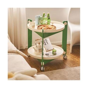 Imagem de Mesa lateral de armazenamento de carrinho utilitário moderno de 2 camadas com placa removível para escritório, casa, cozinha, organização, 56 x 63 cm, simples