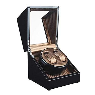 Imagem de Enrolador de relógio unissex automático de madeira com rotação dupla, motor silencioso, caixa de madeira, 4 modos, 2 modos de fonte de alimentação 19,5 vezes 18 vezes 18 cm, linda casa