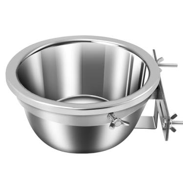 Imagem de Tigela de água para cães grande sem derramamento de aço inoxidável com alimentador em forma de L para canil, G (2200 ml)