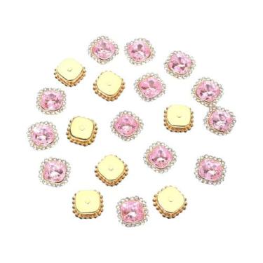 Imagem de Strass Quadrados Coloridos 20 Peças Com Base De Garra, Botões Para Art