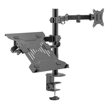 Imagem de Suporte Duplo para Notebook e Monitor Ajustável Ergonômico Base Elevada Resistente