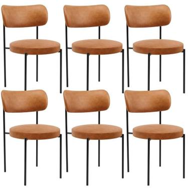 Imagem de Kit 06 Cadeiras Estofadas Para Sala De Jantar Louise L02 Couríssimo Canela - Lyam Decor