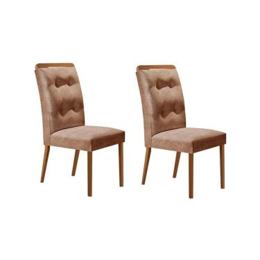 Imagem de Kit 2 Cadeiras De Cozinha Imperatriz Madeira Capuccino-suede Capuccino - Rufato