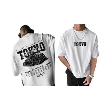 Imagem de Camiseta Masculina Preta E Branca Com Estampa De Carro De Anime Tokyo 