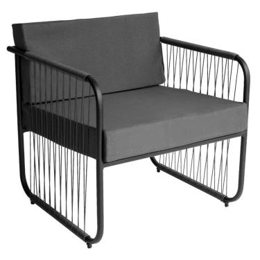 Imagem de Poltrona área Externa Córdova Aço Carbono E Fibra Sintética Preto-cinza