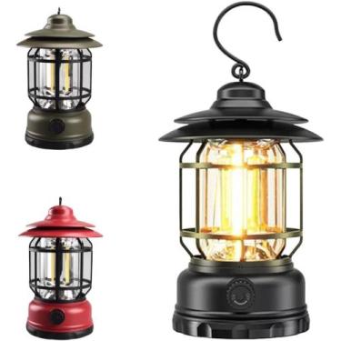 Imagem de Lampião Retrô Lanterna Luminária LED Recarregável Portátil para Campin