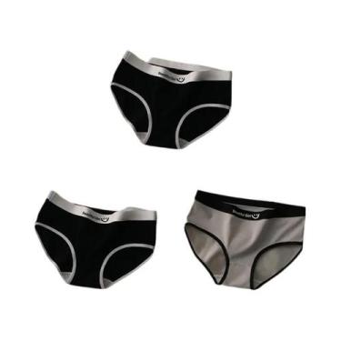 Imagem de Calcinhas De Algodão Sem Costura De Cintura Média Para Mulheres, 3 Peç