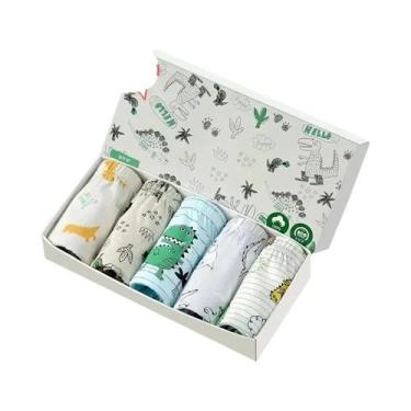 Imagem de Cuecas De Algodão Com Estampa De Dinossauro Para Meninos, Pacote Com 5