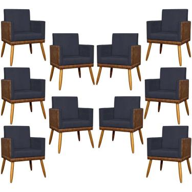 Imagem de Kit 10 Poltrona Para Recepção Lis Corino e - Preto Suede Corino