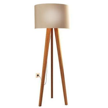 Imagem de Luminária De Chão Tripé Delta Com Cúpula Abajur Off White/Nature - Jla