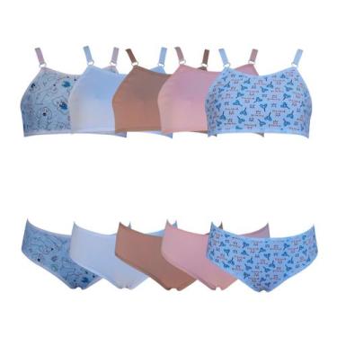 Imagem de Kit 5 Conjunto Calcinha e Sutiã Menina Juvenil Tamanho:PCor:Variados -