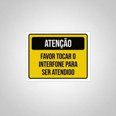 Imagem de Placa Acm Favor Tocar Interfone Amarela 18X23 - Sinalizo