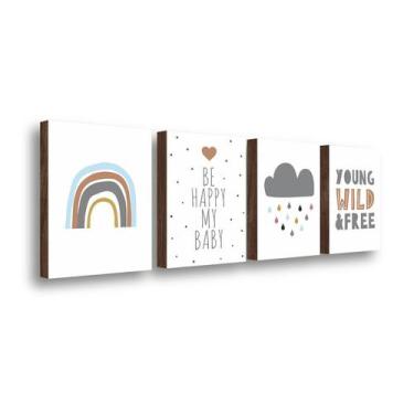 Imagem de Kit 4 Quadros Decorativos Quarto De Bebê 30X40Cm - Meu Rodapé