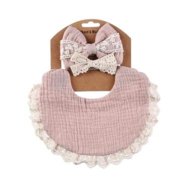 Imagem de Babador Unissex Ajustável De Algodão Muslin E Bambu Com Franjas E Rend