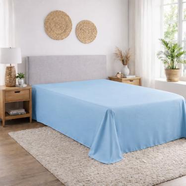 Imagem de Lençol Casal Avulso Sem Elástico Micropercal 400 Fios – Toque Macio 1 Peça