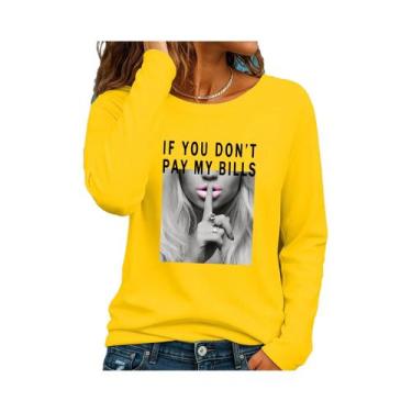 Imagem de Camiseta Feminina Fina De Algodão De Manga Comprida Branca - NONE, BR-