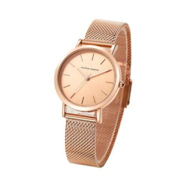 Imagem de Relógio De Quartzo Feminino Em Ouro Rosé Com Pulseira De Aço Inoxidáve