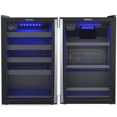 Imagem de Conjunto Venax Expositora Champanheira Porta Invertida E Cervejeira Blue Light 100L Preto Fosco 110V