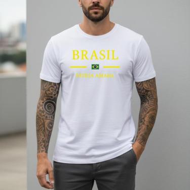 Imagem de Camiseta Masculina Branca Copa 2026 Seleção Brasileira Algodão Premium Oficial Orgulho Nacional-Masculino