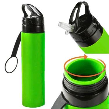 Imagem de Garrafa De Água Dobrável Squeeze Corrida Academia 600ml - Kehome, Verd