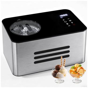 Imagem de Máquina de Sorvete com Compressor QUWRI 4-em-1, Prata, Capacidade 2L, Sem Pré-congelamento, Display LCD, Temporizador