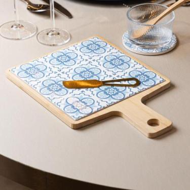 Imagem de 3 Peças para Queijo com Bandeja Faca e Tábua Mosaico - Wolff