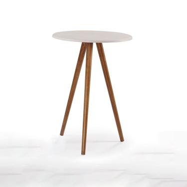 Imagem de Mesa de Apoio Grande Tripé Pé Palito Hannover - Off White/Imbuia Glazer