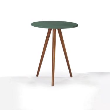 Imagem de Mesa de Apoio Média Tripé Pé Palito Hannover - Verde Musgo/Imbuia Glazer