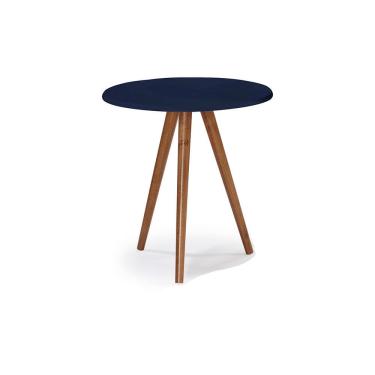 Imagem de Mesa de Apoio Pequena Tripé Pé Palito Hannover - Azul Petróleo/Imbuia Glazer